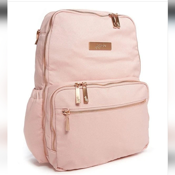 JuJuBe Large Zealous 3-Pocket Diaper Backpack - Pink Blush Chromatics - Picture 3 of 6